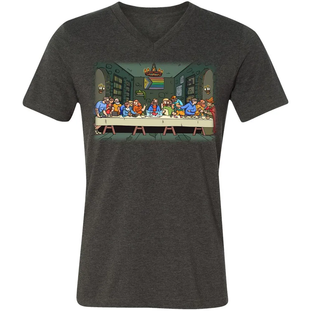 DnD Characters Pride Themed The Last Supper Shirt Unisex V-Neck T-Shirt - Dark Grey Heather - 8