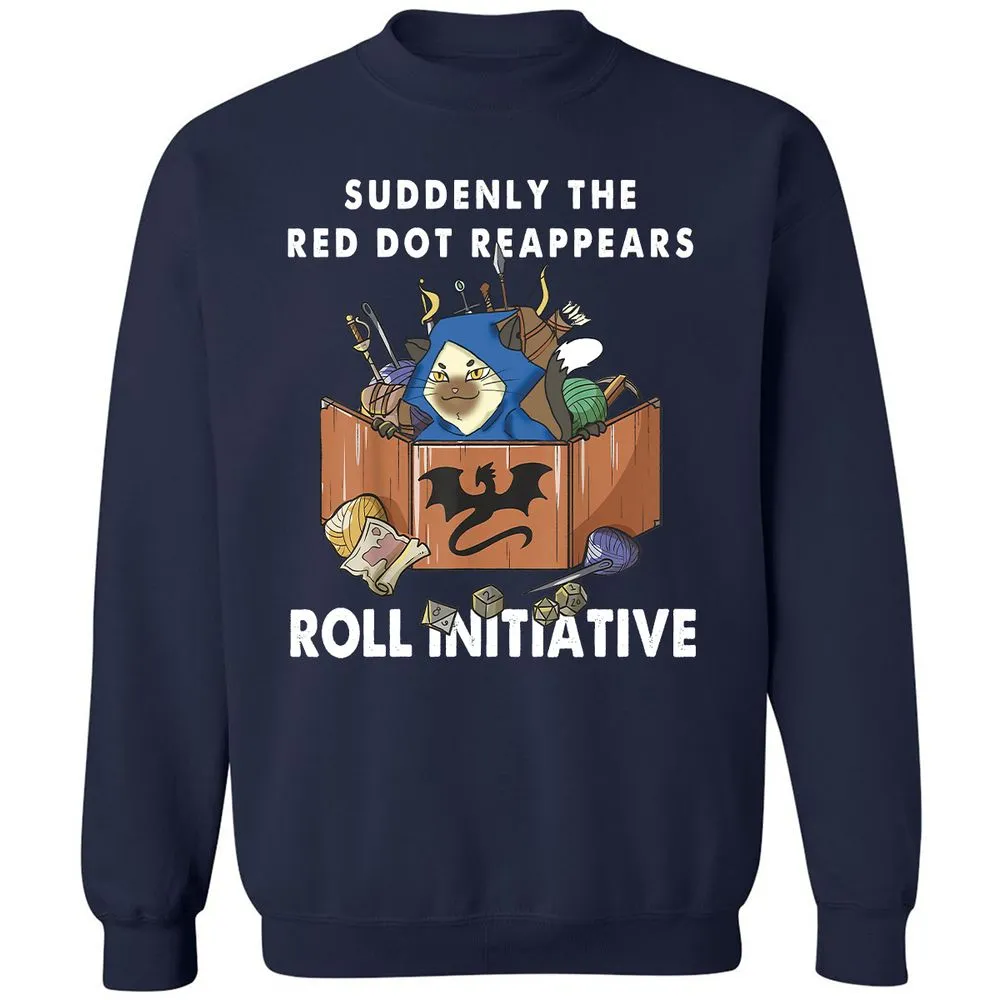 Suddenly The Red Dot Reappears Roll Initiative Classic Unisex Sweatshirt - Navy - 2