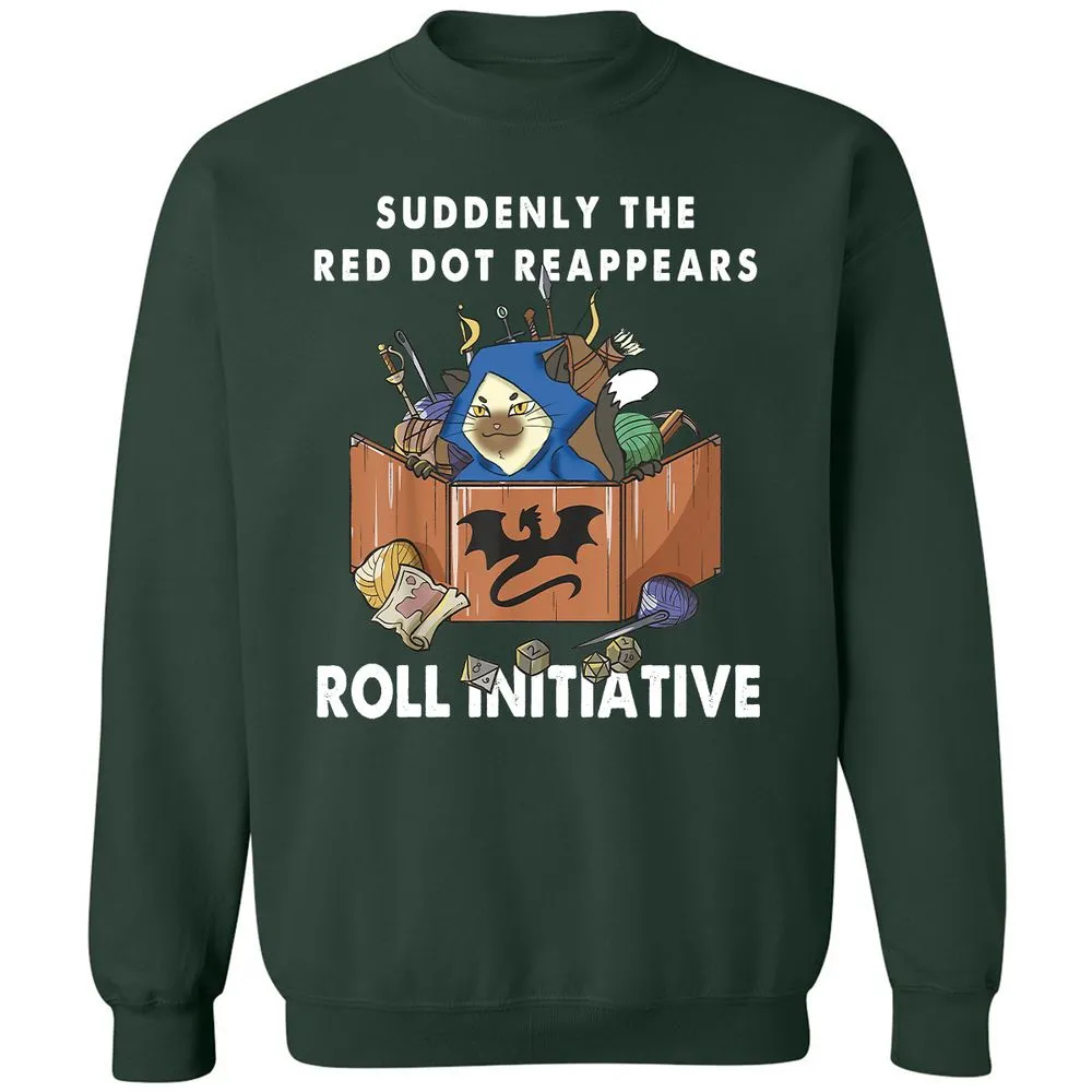 Suddenly The Red Dot Reappears Roll Initiative Classic Unisex Sweatshirt - Forest Green - 4