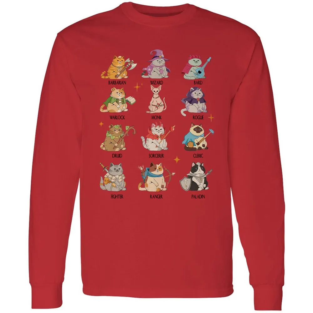 Dungeons And Cats Long Sleeve T-Shirt - Red - 14