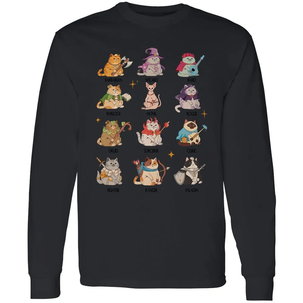 Dungeons And Cats Long Sleeve T-Shirt - Black - 16