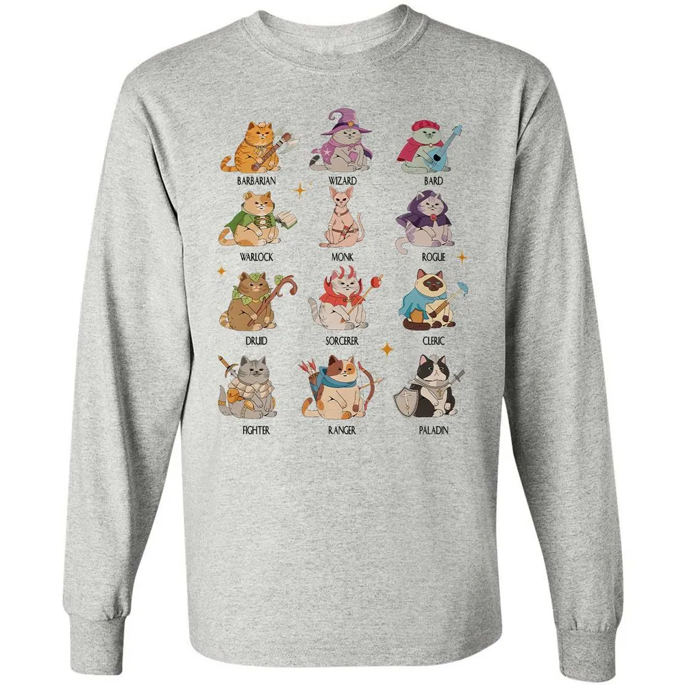 Dungeons And Cats Long Sleeve T-Shirt - Ash - 5