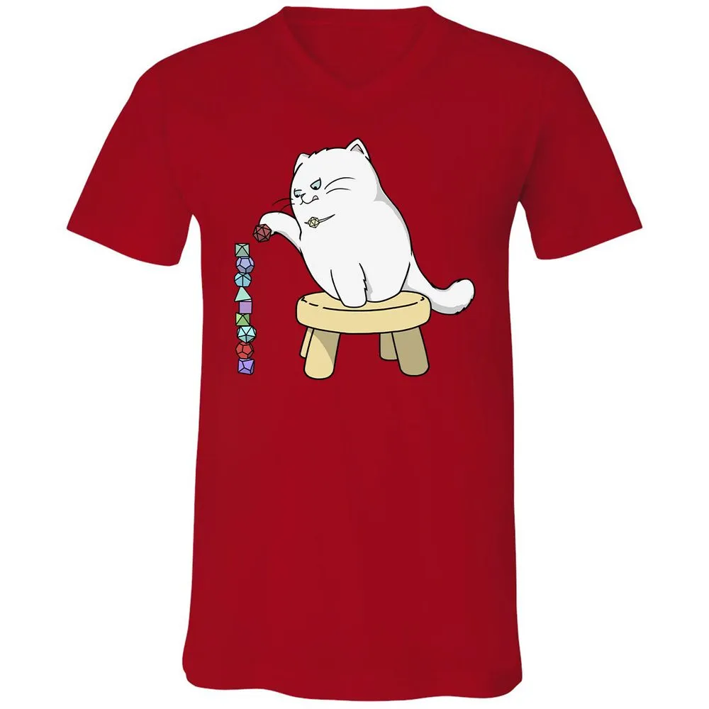 Cat Stacking Dice Unisex V-Neck T-Shirt - Red - 3