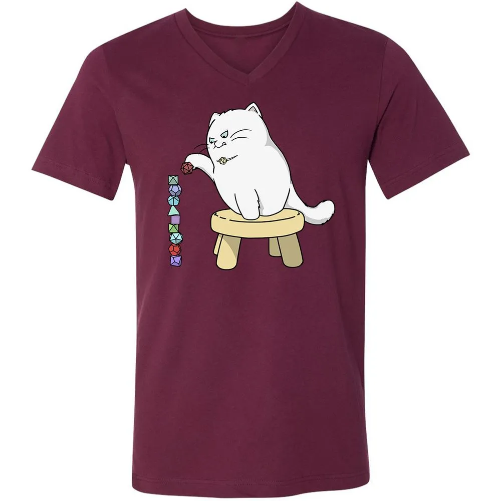 Cat Stacking Dice Unisex V-Neck T-Shirt - Maroon - 6