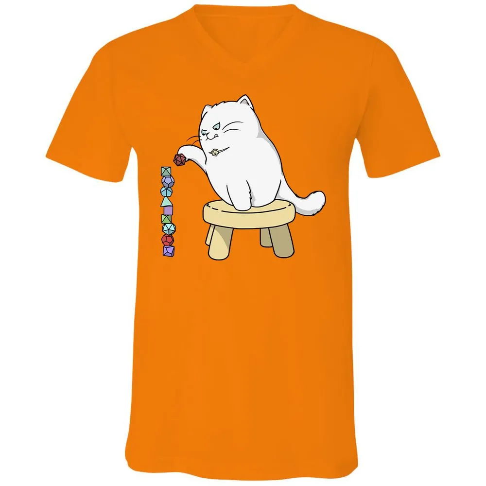 Cat Stacking Dice Unisex V-Neck T-Shirt - Orange - 11