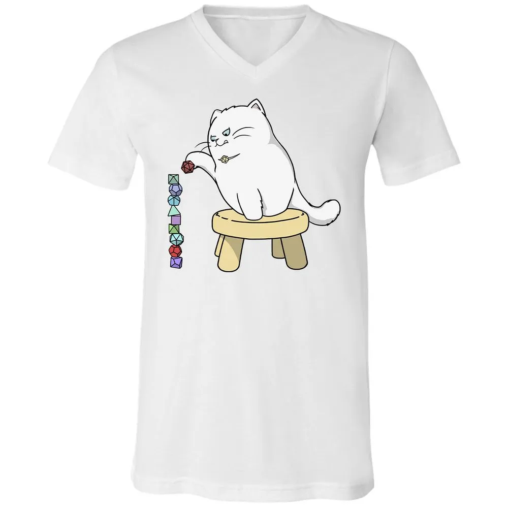 Cat Stacking Dice Unisex V-Neck T-Shirt - White - 5