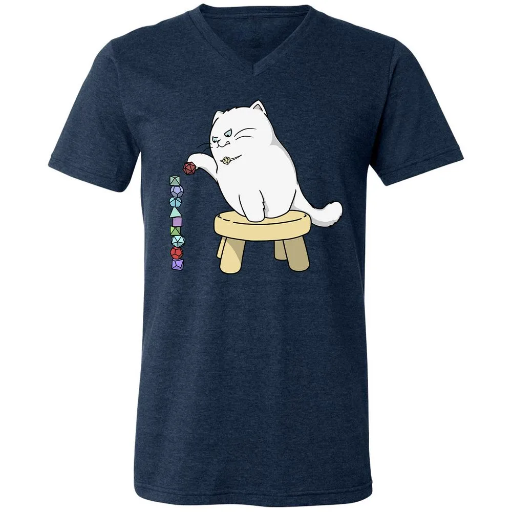 Cat Stacking Dice Unisex V-Neck T-Shirt - Heather Navy - 15