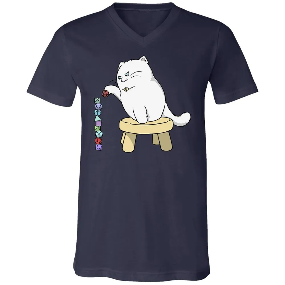 Cat Stacking Dice Unisex V-Neck T-Shirt - Navy - 2