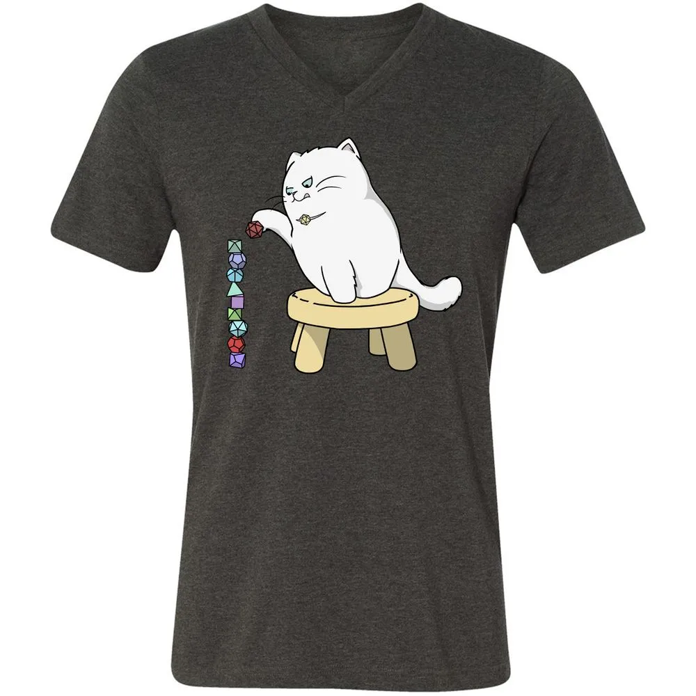 Cat Stacking Dice Unisex V-Neck T-Shirt - Dark Grey Heather - 8