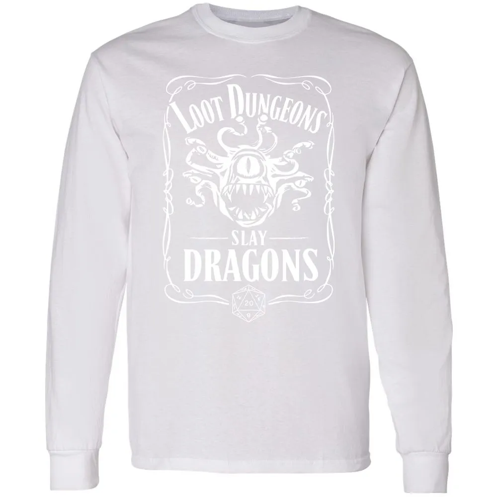Loot Dungeon Slay Dragons Long Sleeve T-Shirt - White - 5