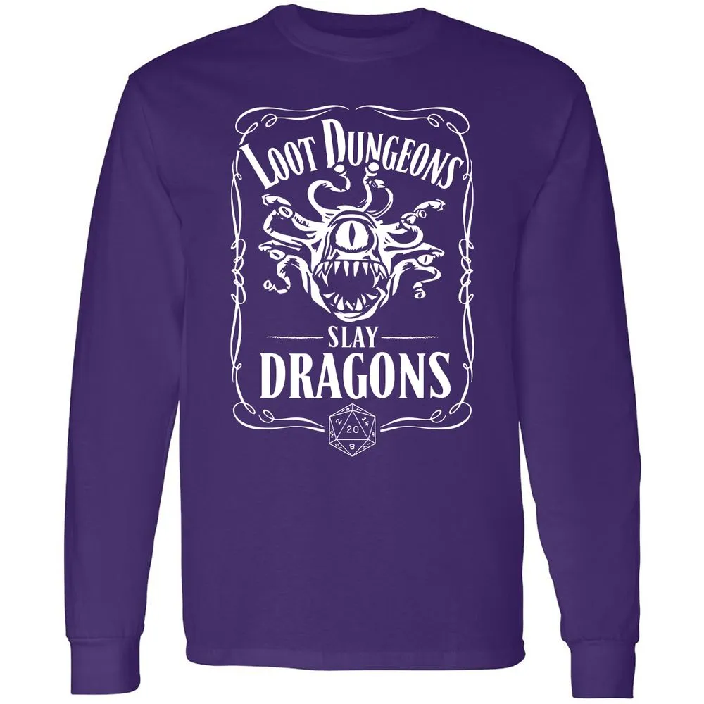 Loot Dungeon Slay Dragons Long Sleeve T-Shirt - Purple - 13