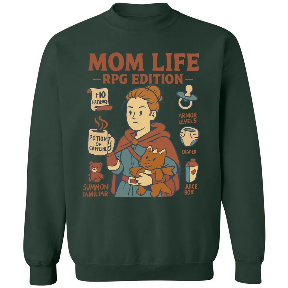 Mom Life RPG Edition Classic Unisex Sweatshirt - Forest Green - 4