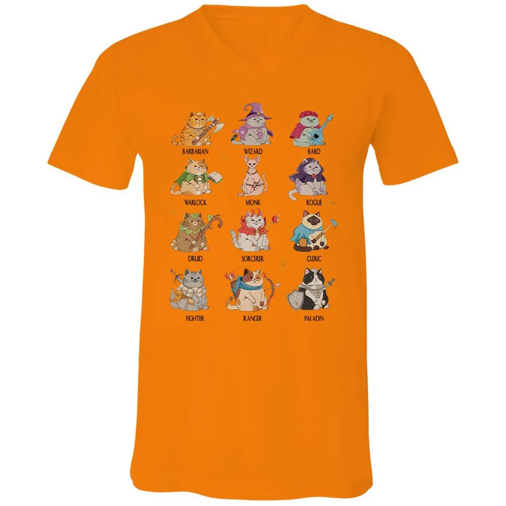 Dungeons And Cats Unisex V-Neck T-Shirt - Orange - 11