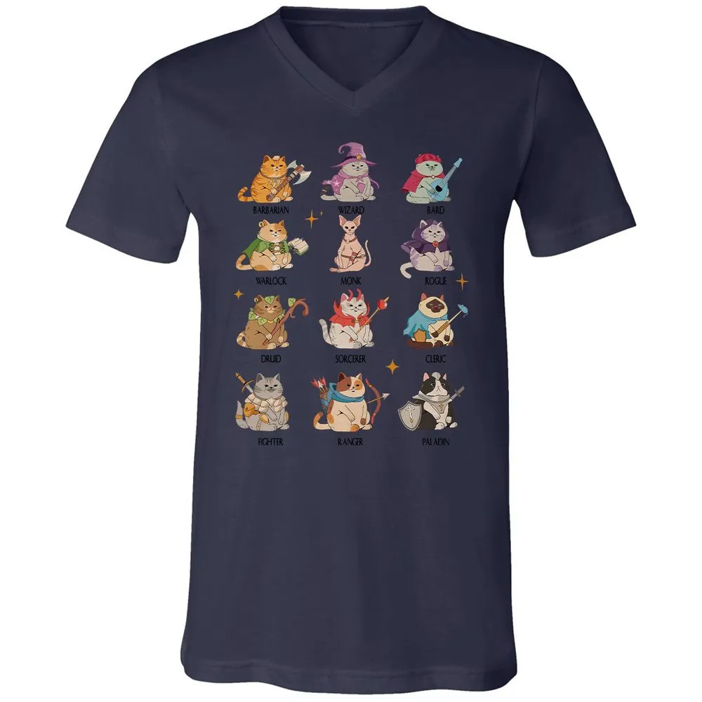 Dungeons And Cats Unisex V-Neck T-Shirt - Navy - 9