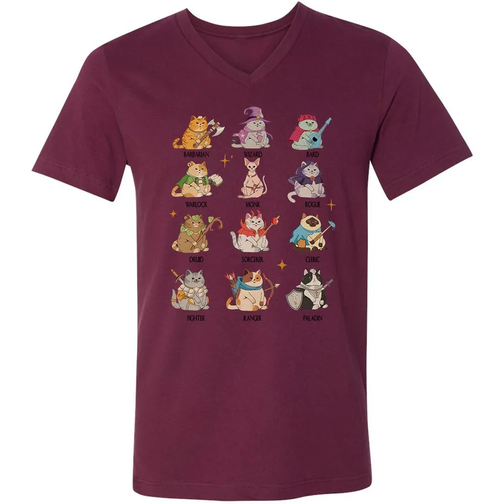Dungeons And Cats Unisex V-Neck T-Shirt - Maroon - 6