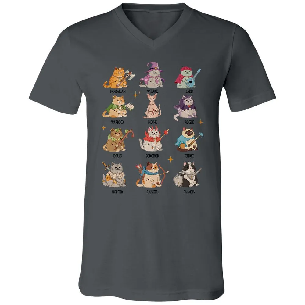 Dungeons And Cats Unisex V-Neck T-Shirt - Asphalt - 12