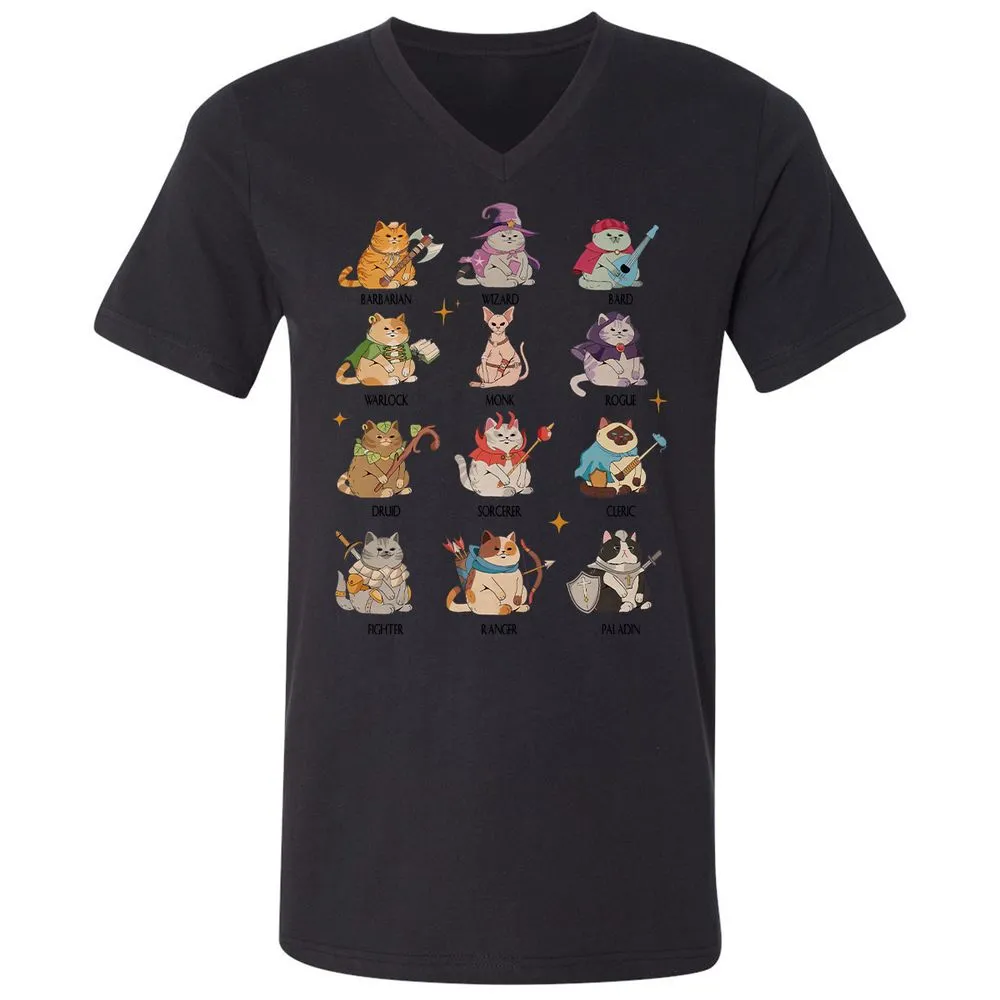 Dungeons And Cats Unisex V-Neck T-Shirt - Black - 16