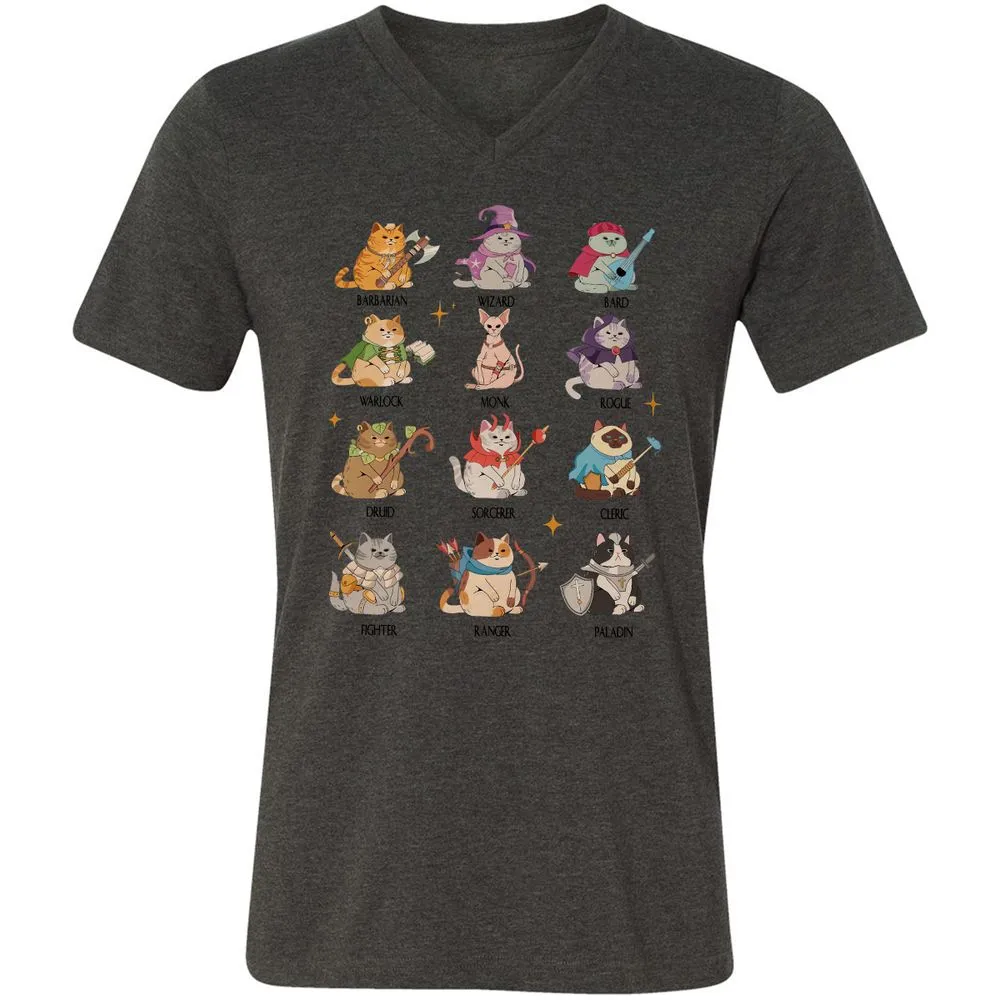 Dungeons And Cats Unisex V-Neck T-Shirt - Dark Grey Heather - 8
