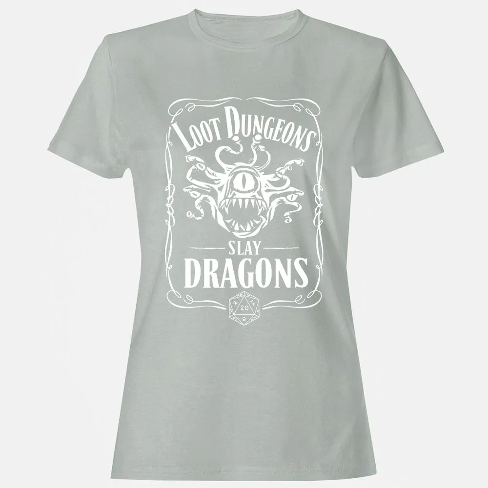 Loot Dungeon Slay Dragons Women's T-Shirt - Ash - 2