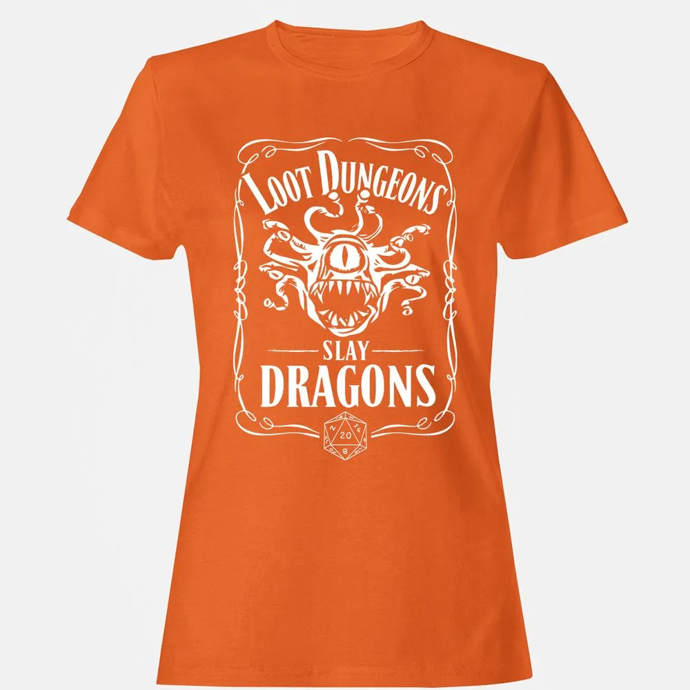 Loot Dungeon Slay Dragons Women's T-Shirt - Orange - 11
