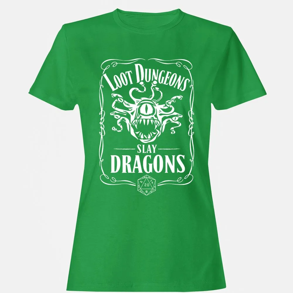 Loot Dungeon Slay Dragons Women's T-Shirt - Irish Green - 7
