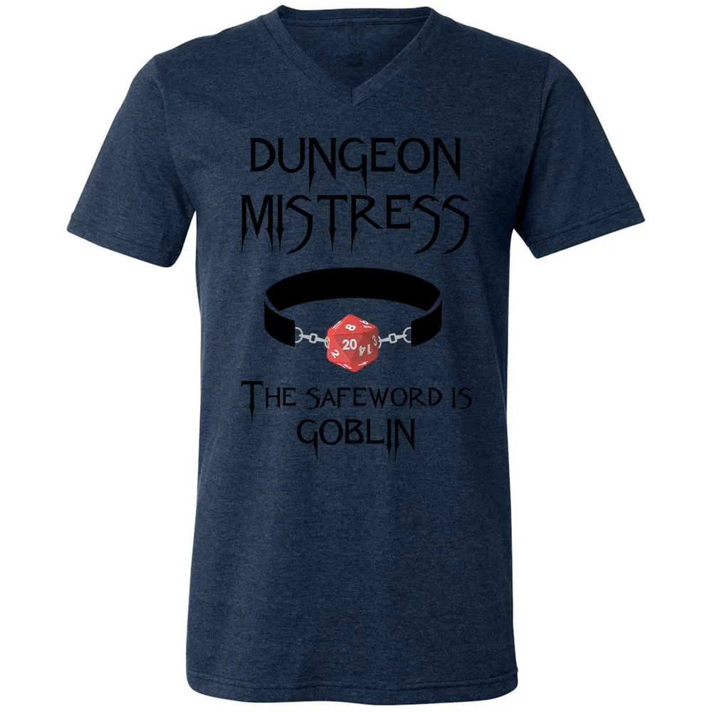 Dungeon Mistress Unisex V-Neck T-Shirt - Heather Navy - 15
