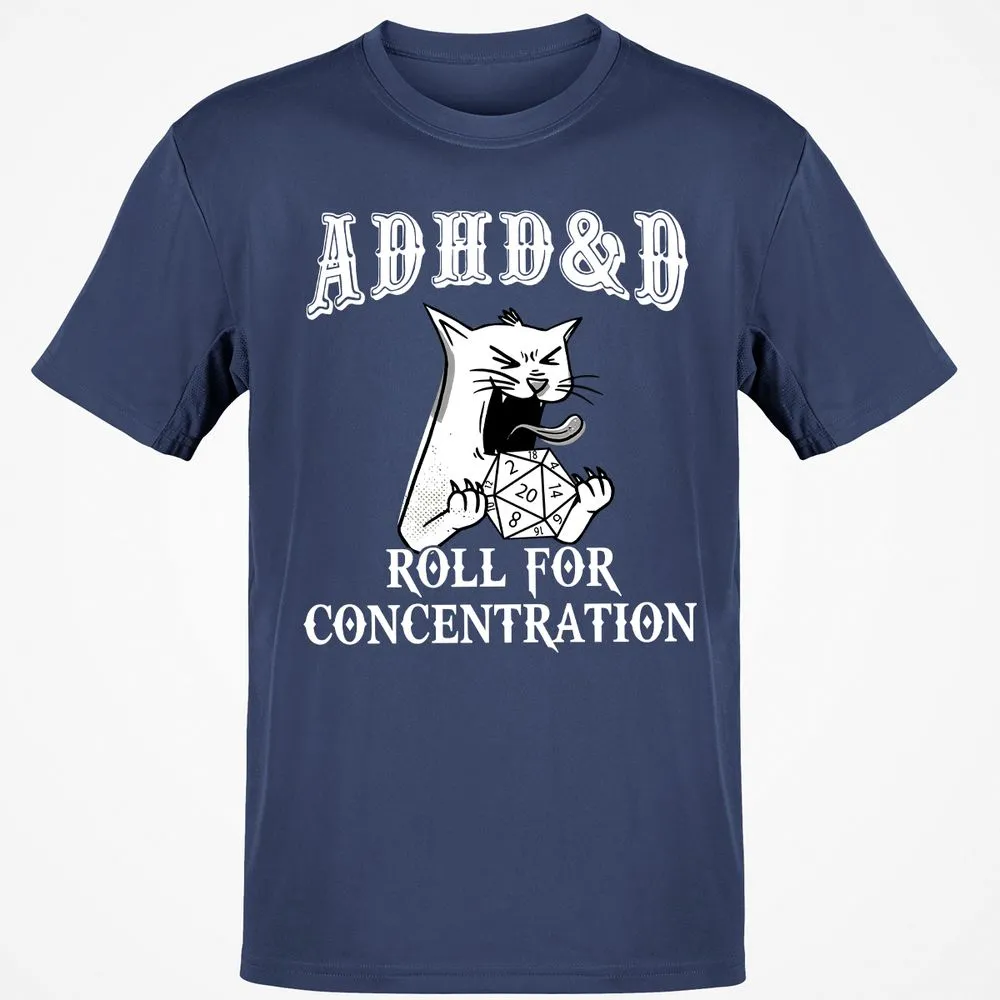 Cat ADHD&D Roll For Concentration Classic Unisex T-Shirt - Navy - 7