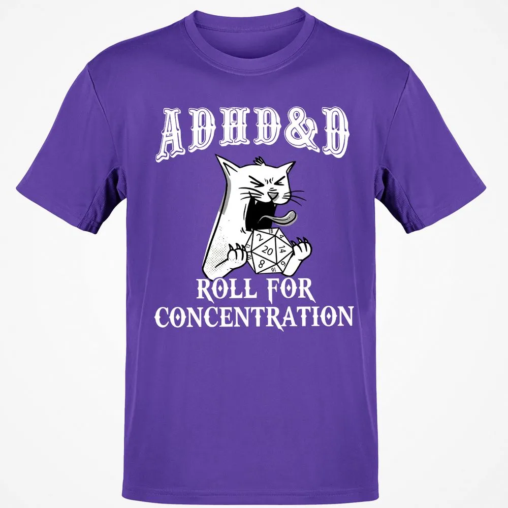 Cat ADHD&D Roll For Concentration Classic Unisex T-Shirt - Purple - 9