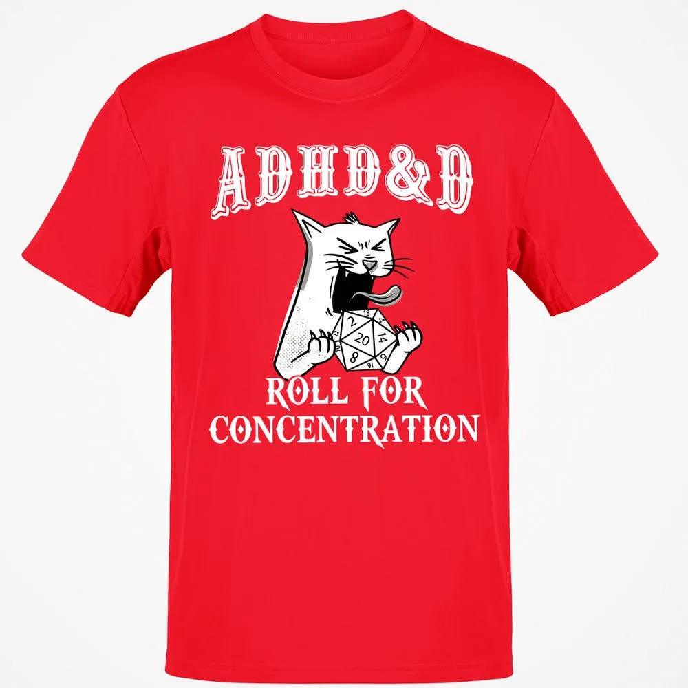 Cat ADHD&D Roll For Concentration Classic Unisex T-Shirt - Red - 10