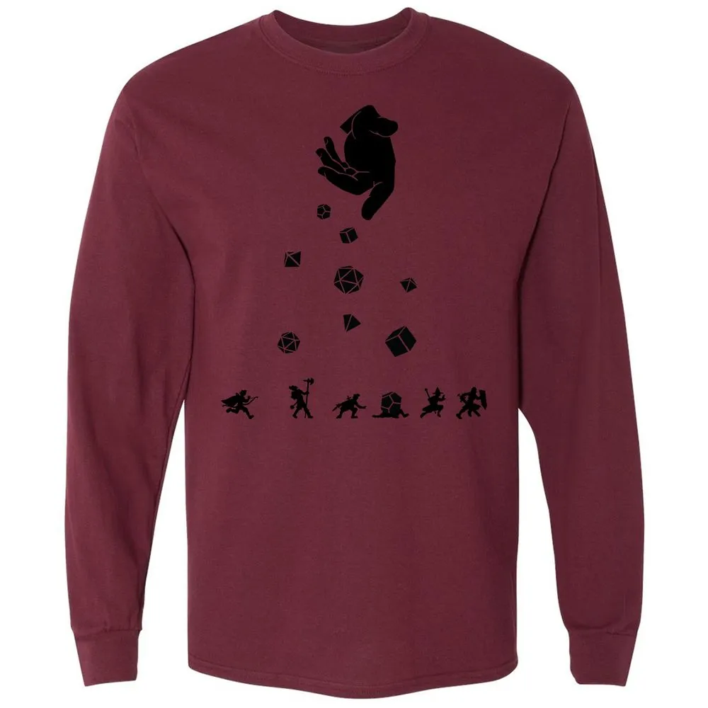 Rocks Fall, Everyone Dice Long Sleeve T-Shirt - Maroon - 11