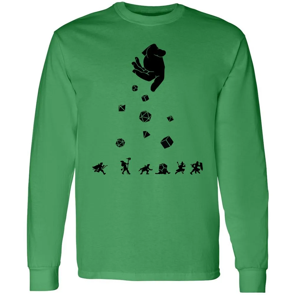 Rocks Fall, Everyone Dice Long Sleeve T-Shirt - Irish Green - 10