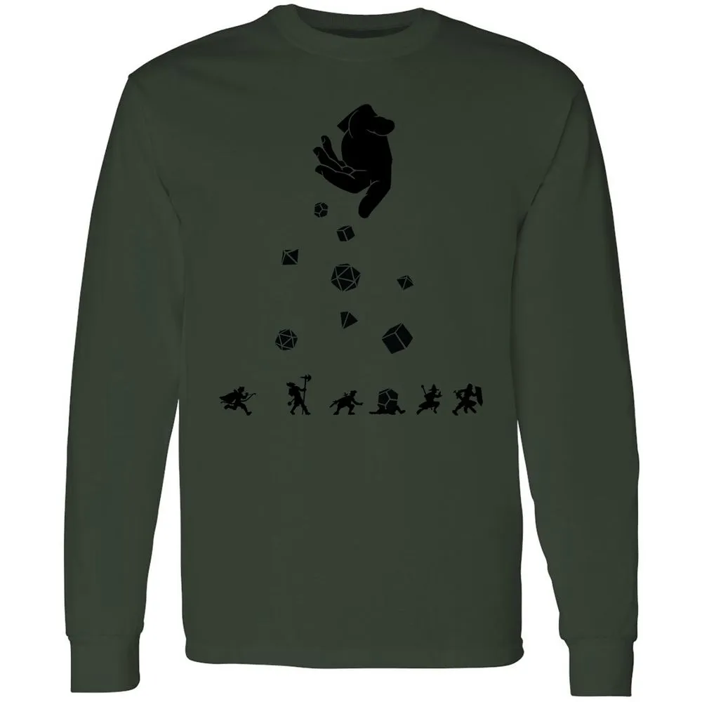 Rocks Fall, Everyone Dice Long Sleeve T-Shirt - Forest Green - 8