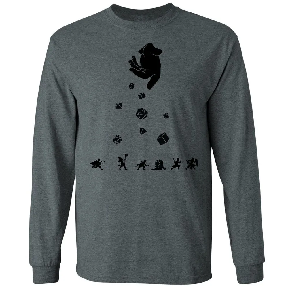 Rocks Fall, Everyone Dice Long Sleeve T-Shirt - Dark Heather - 15