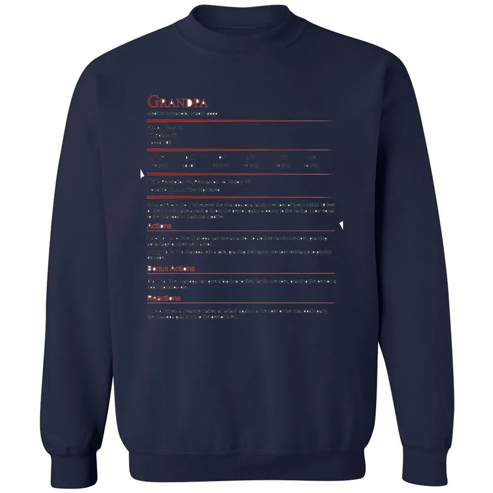 Grandpa Stat Block Classic Unisex Sweatshirt - Navy - 8