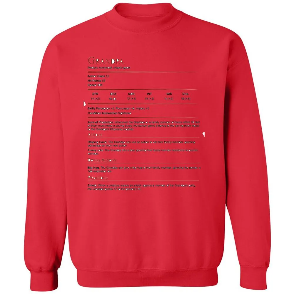 Grandpa Stat Block Classic Unisex Sweatshirt - Red - 5