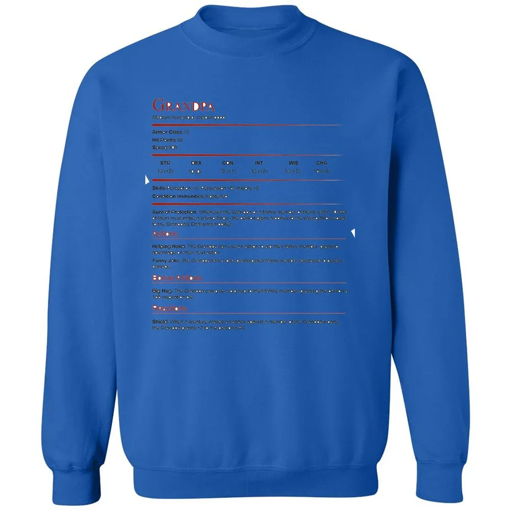 Grandpa Stat Block Classic Unisex Sweatshirt - Royal - 9