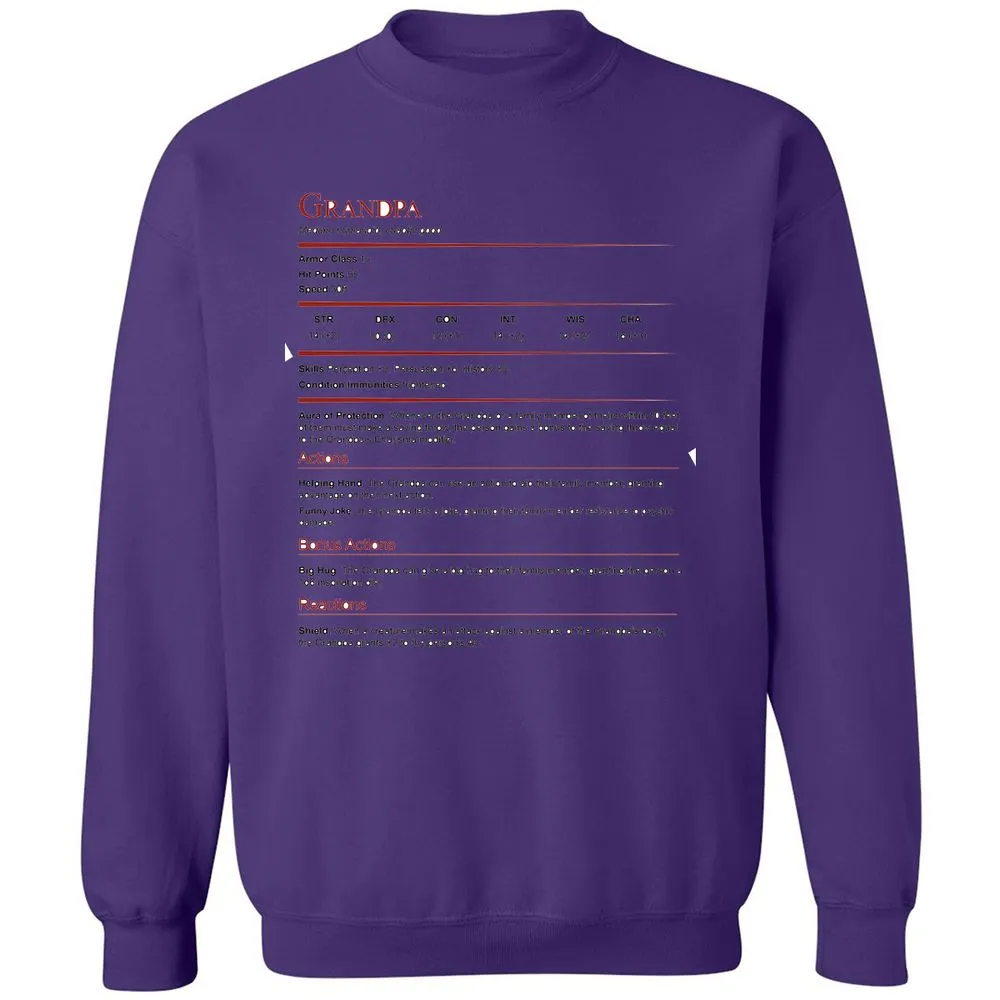 Grandpa Stat Block Classic Unisex Sweatshirt - Purple - 6