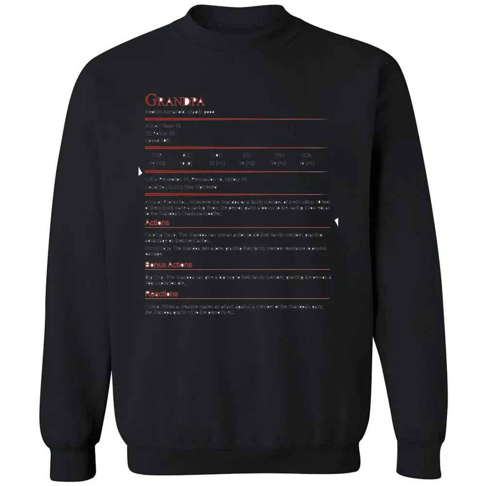 Grandpa Stat Block Classic Unisex Sweatshirt - Black - 12