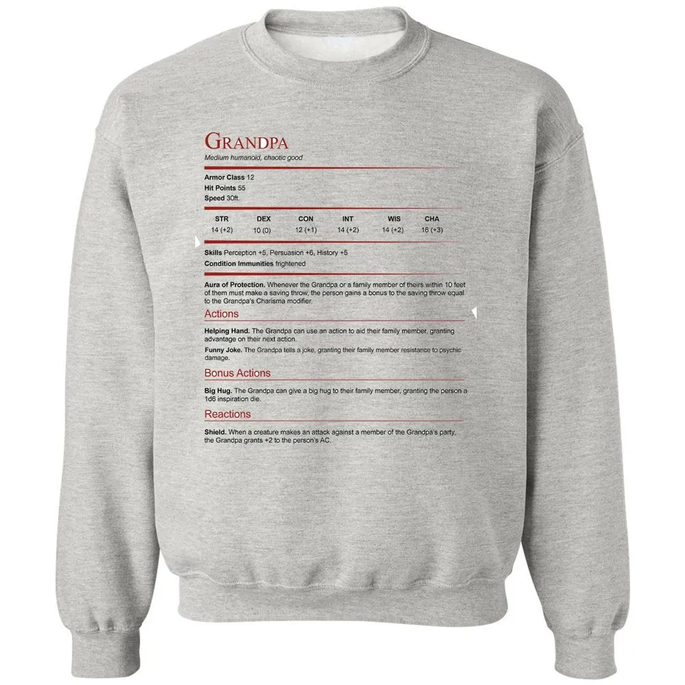 Grandpa Stat Block Classic Unisex Sweatshirt - Ash - 2