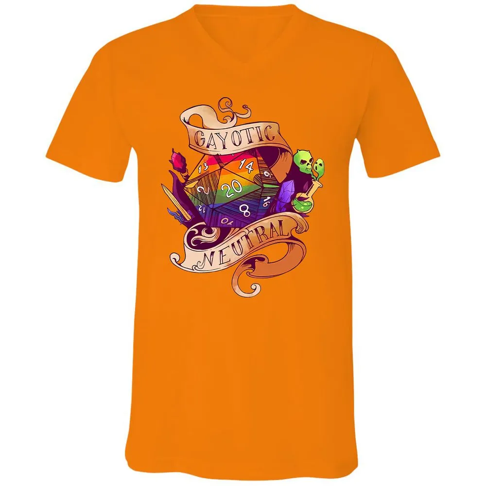 Gayotic Neutral Unisex V-Neck T-Shirt - Orange - 11