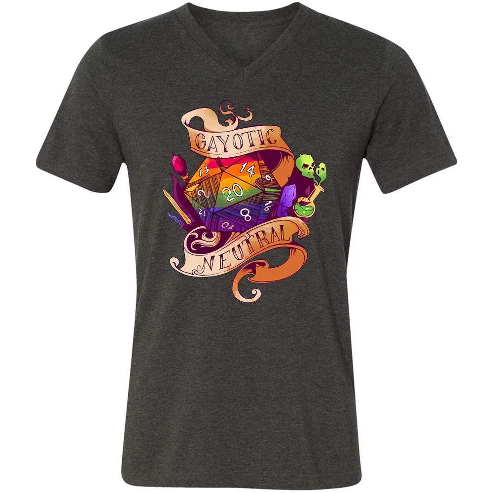 Gayotic Neutral Unisex V-Neck T-Shirt - Dark Grey Heather - 8