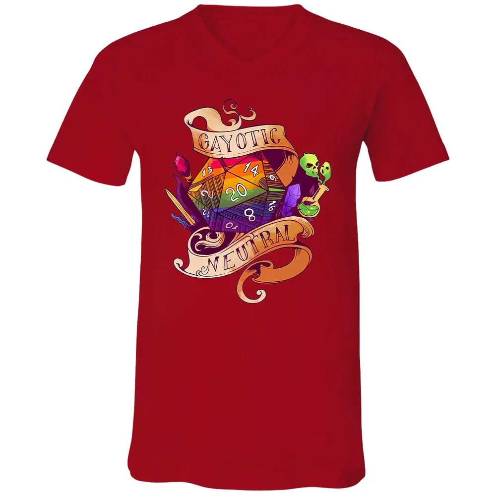 Gayotic Neutral Unisex V-Neck T-Shirt - Red - 3