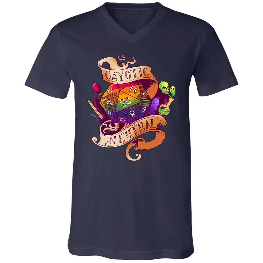 Gayotic Neutral Unisex V-Neck T-Shirt - Navy - 9
