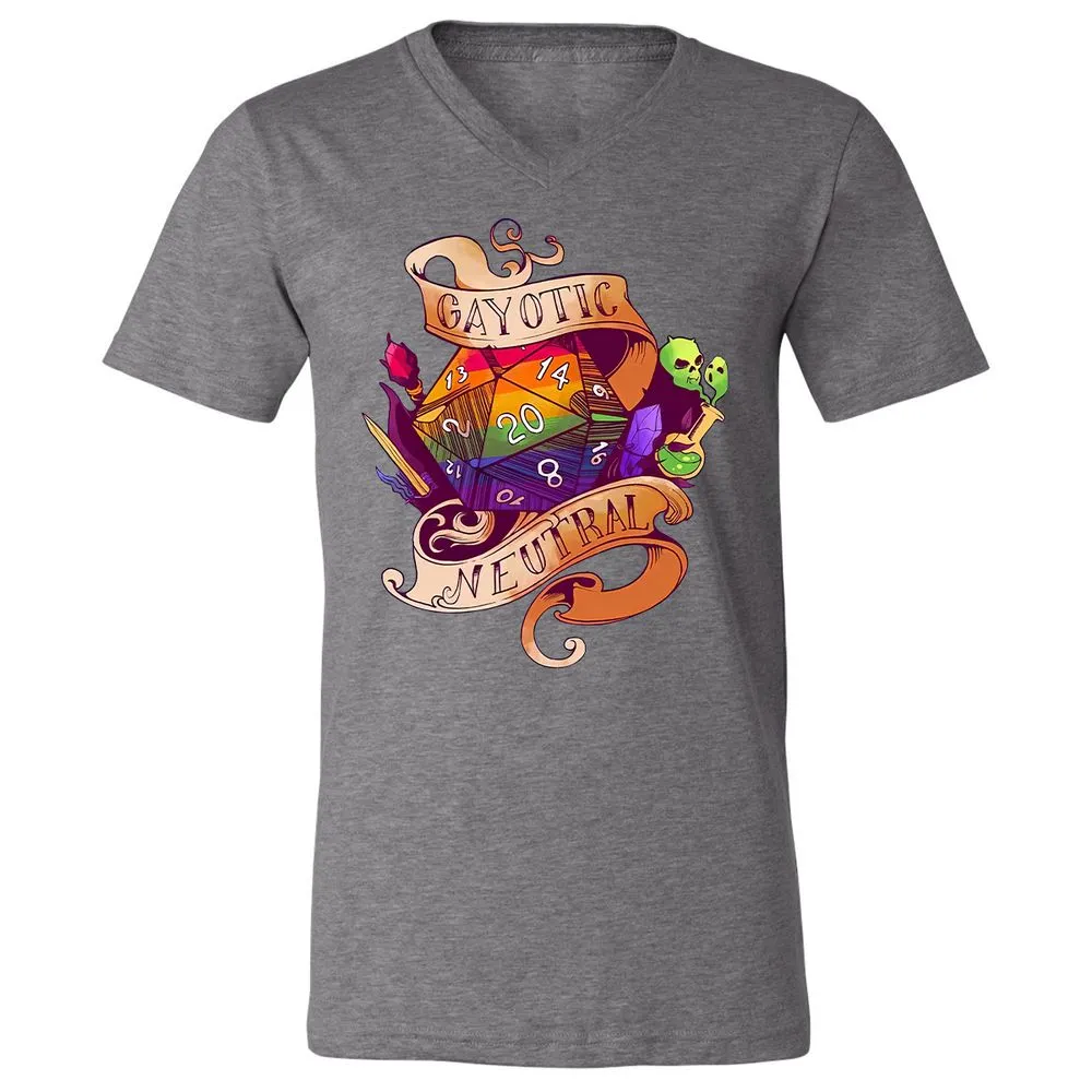 Gayotic Neutral Unisex V-Neck T-Shirt - Deep Heather - 13