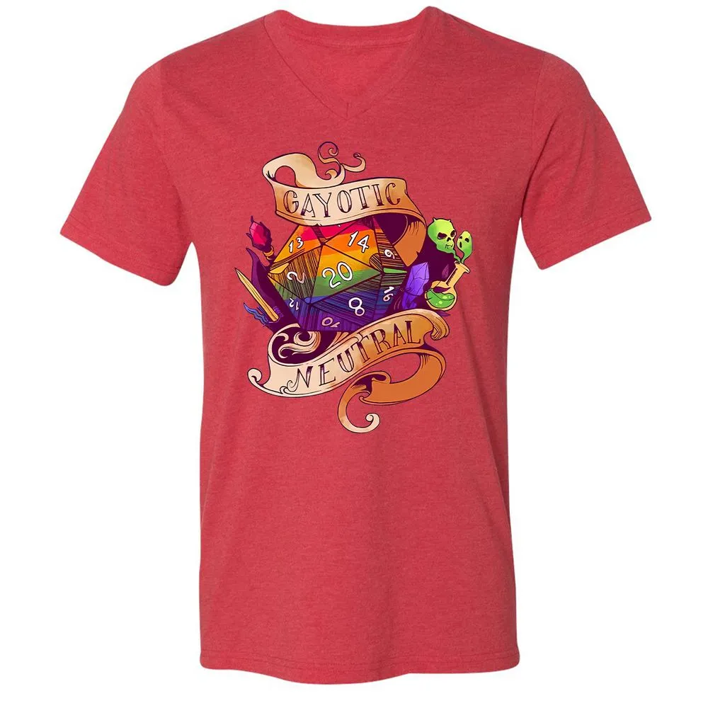 Gayotic Neutral Unisex V-Neck T-Shirt - Heather Red - 5