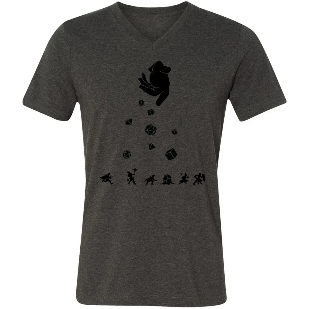 Rocks Fall, Everyone Dice Unisex V-Neck T-Shirt - Dark Grey Heather - 8