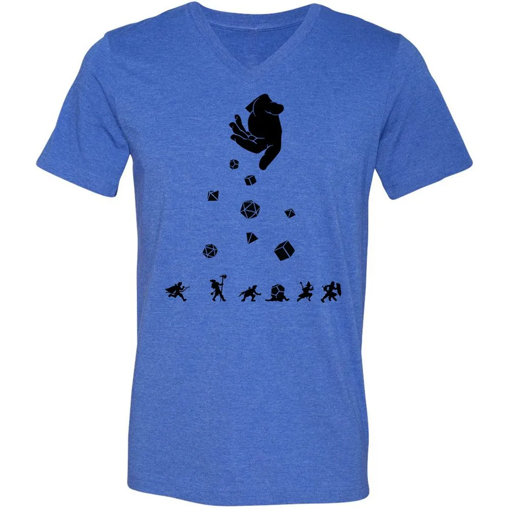 Rocks Fall, Everyone Dice Unisex V-Neck T-Shirt - Heather True Royal - 14