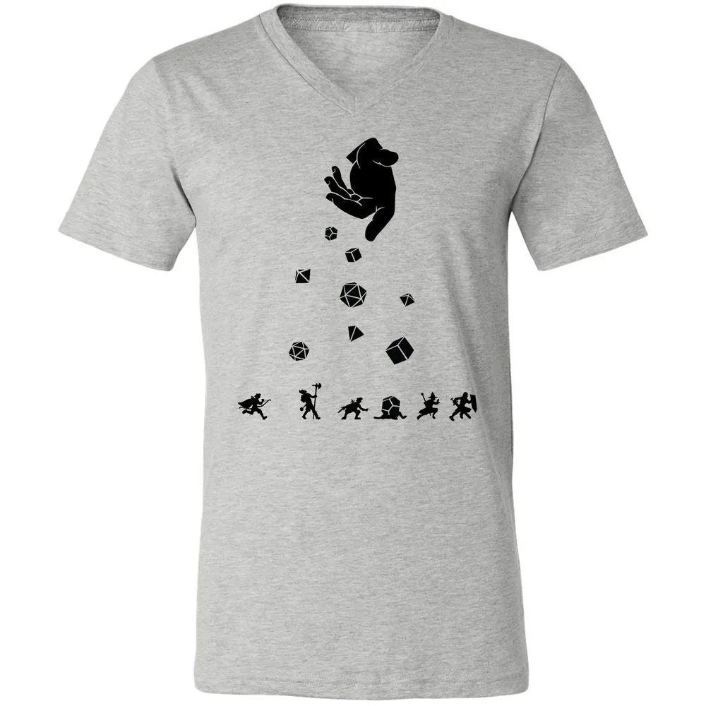 Rocks Fall, Everyone Dice Unisex V-Neck T-Shirt - Athletic Heather - 7