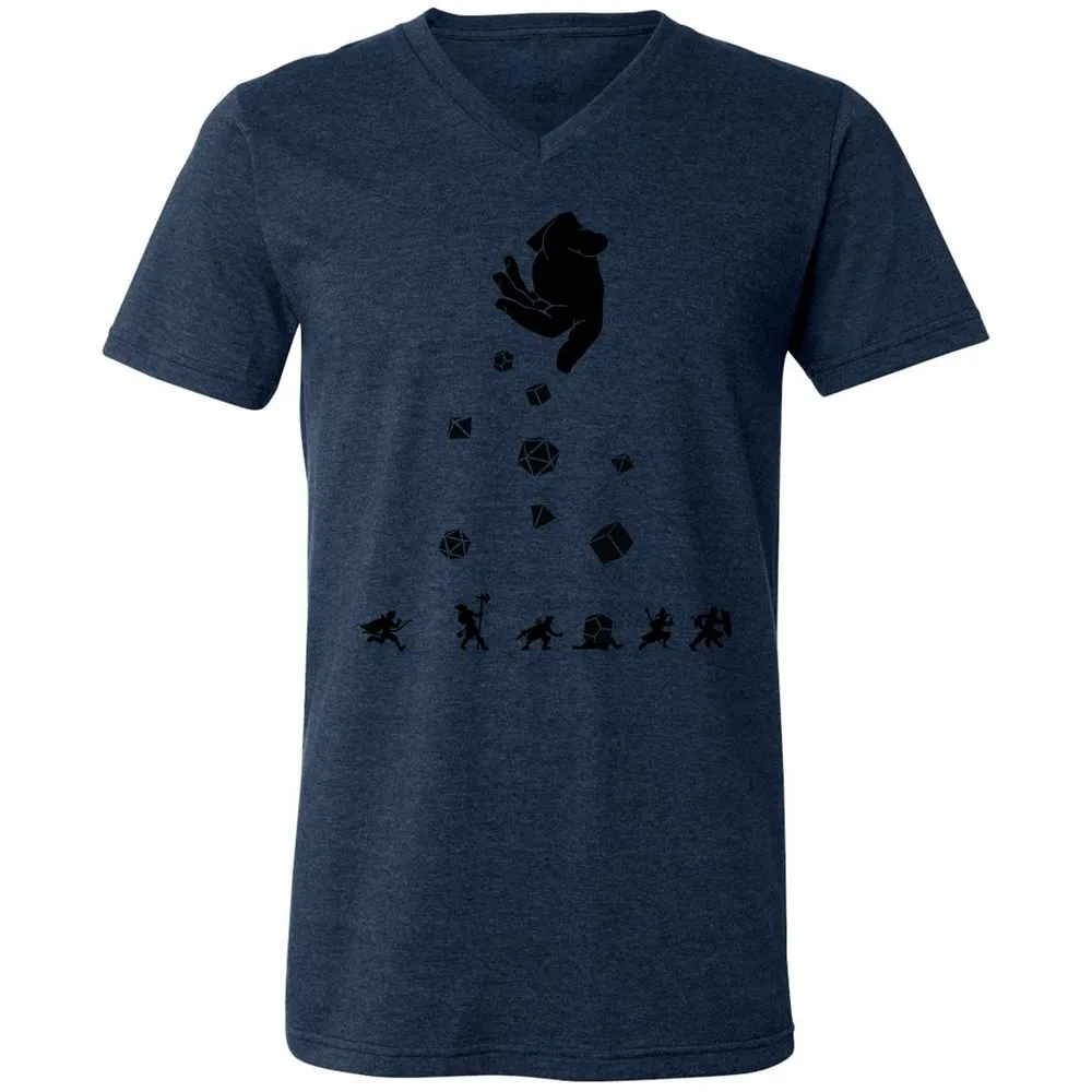Rocks Fall, Everyone Dice Unisex V-Neck T-Shirt - Heather Navy - 15