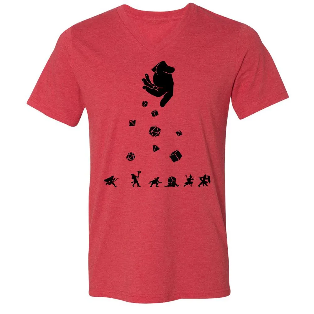 Rocks Fall, Everyone Dice Unisex V-Neck T-Shirt - Heather Red - 5